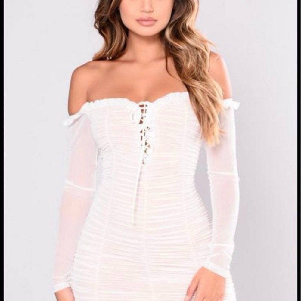 Fashion Nova White Off-Shoulder Mini Dress